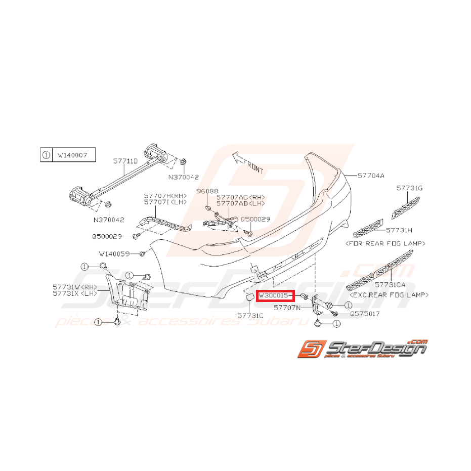 Bague pare choc arrière STI 10-14