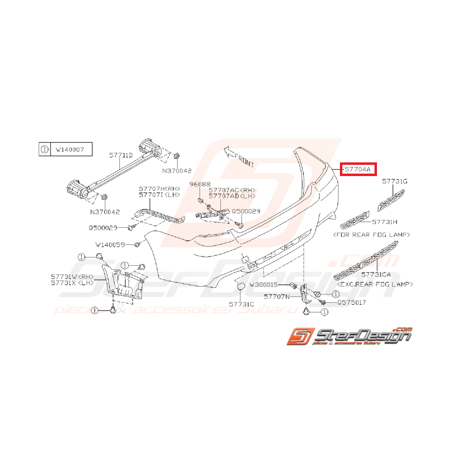 Pare choc arrière subaru impreza STI  2010-2014