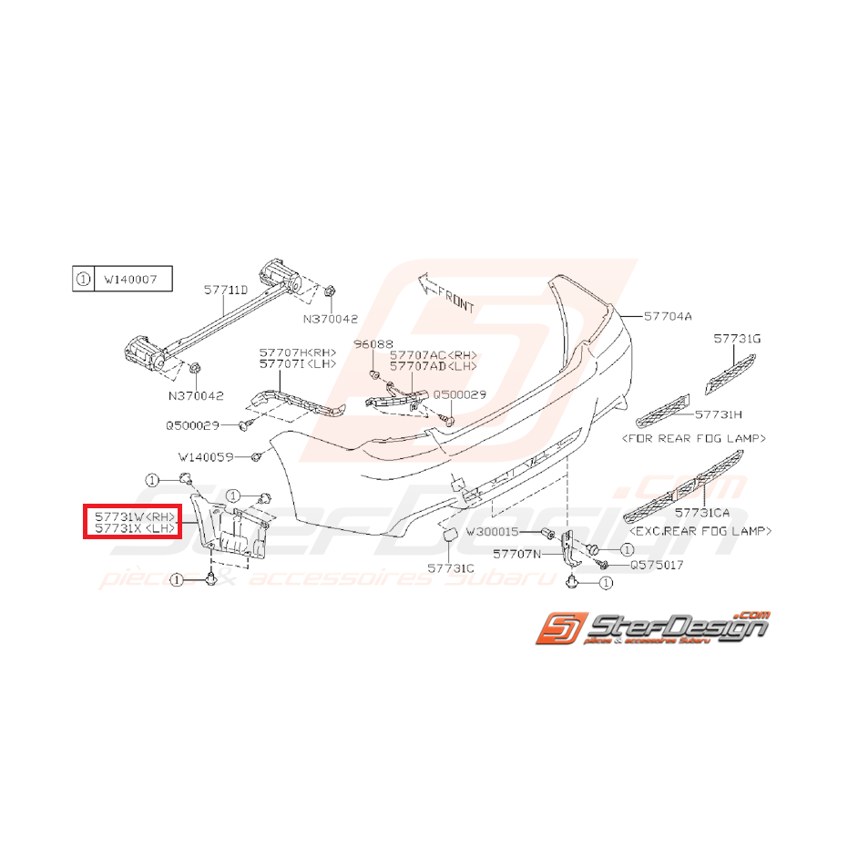 Couvercle pare-choc arrière STI 11-14 Couvercle pare-choc arrière STI 11-14