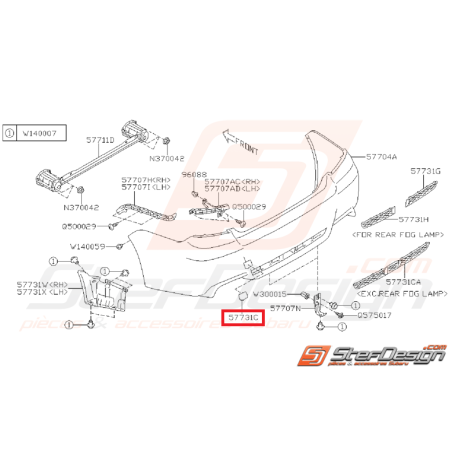 Cache crochet de remorquage arrière SUBARU STI 11-14