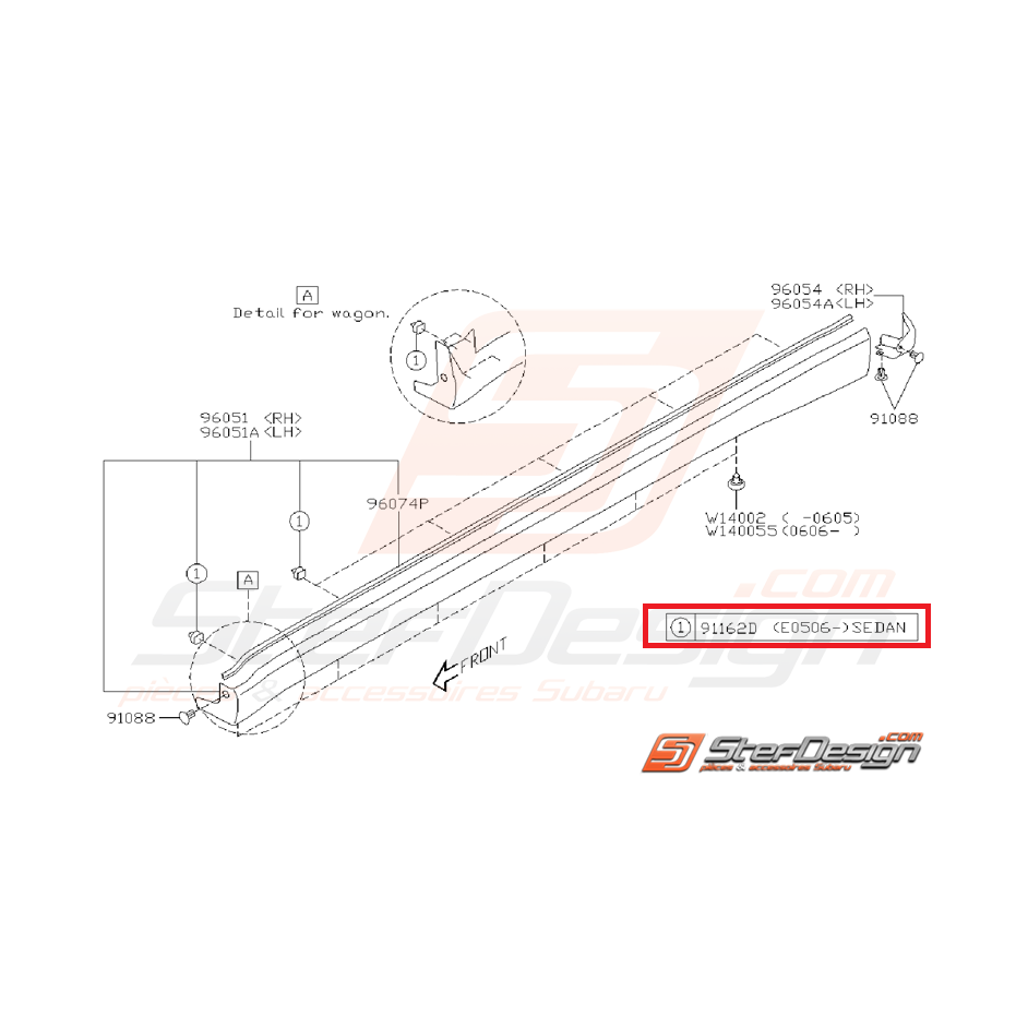 Agrafe garniture bas de caisse STI/WRX 01-07