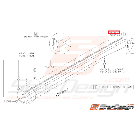 Couvercle extrémité bas de caisse WRX/STI 01-05