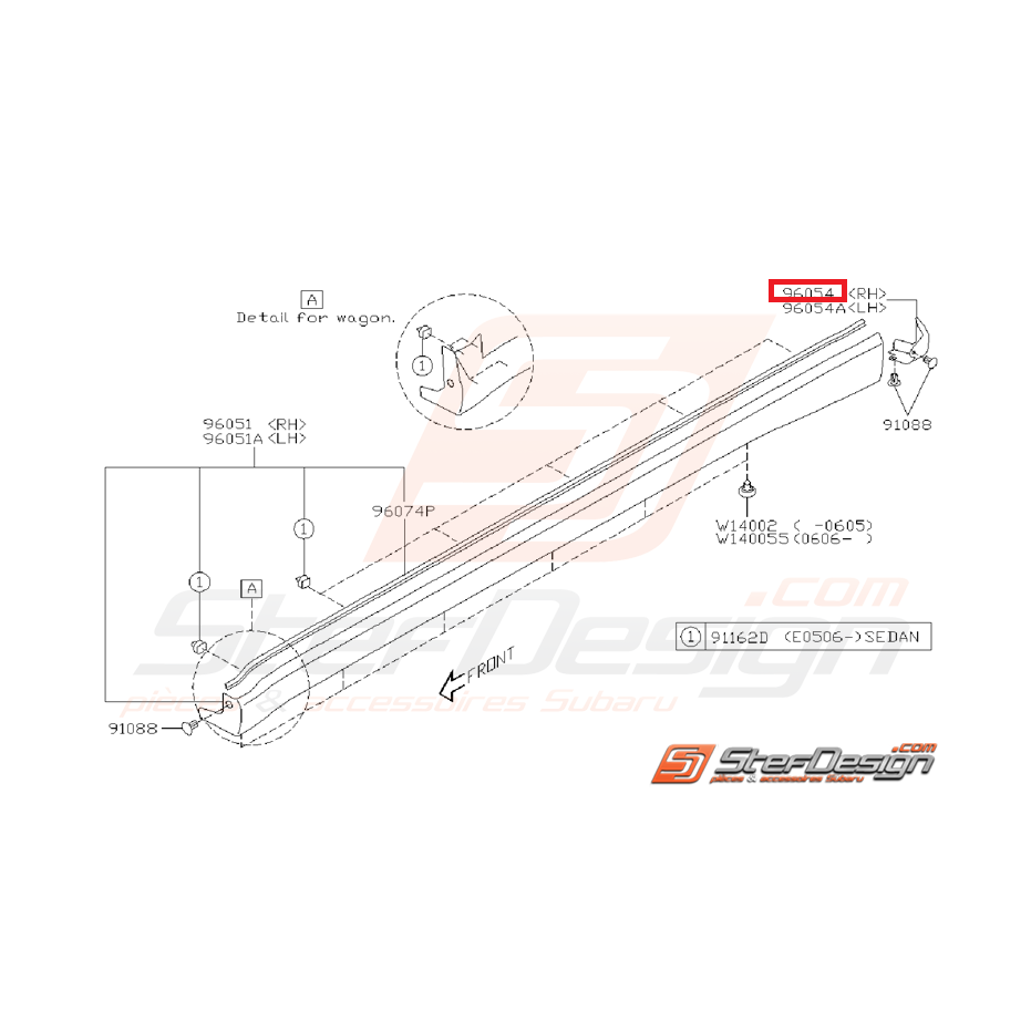 Couvercle extrémité bas de caisse WRX/STI 01-05