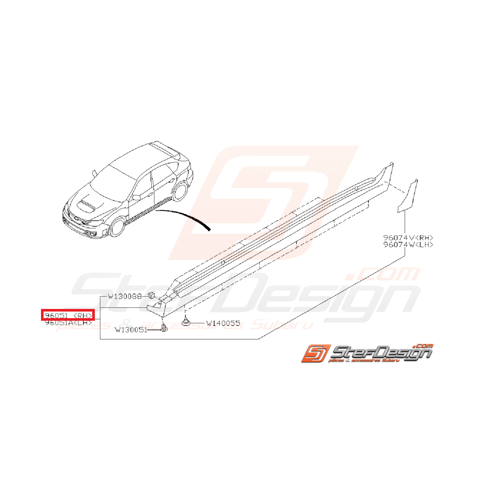 Bas de caisse origine SUBARU STI 08-14