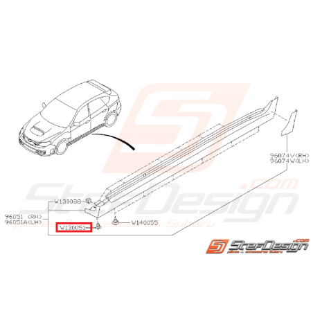 Agrafe patin porte avant STI 01-02 et de bas de caisse WRX/STI 08-14/ brz GT86