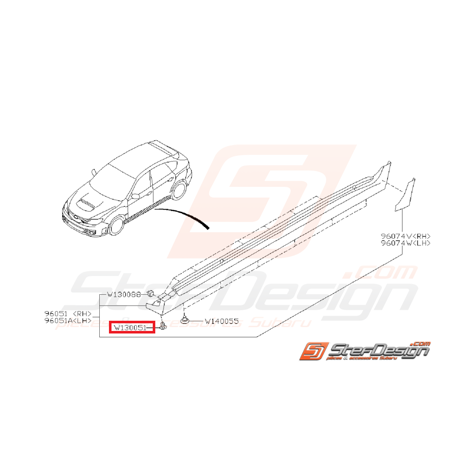 Agrafe patin porte avant STI 01-02 et de bas de caisse WRX/STI 08-14/ brz GT86
