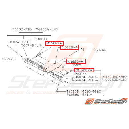 Clips bas de caisse et de baie de pare brise SUBARU GT 93-00