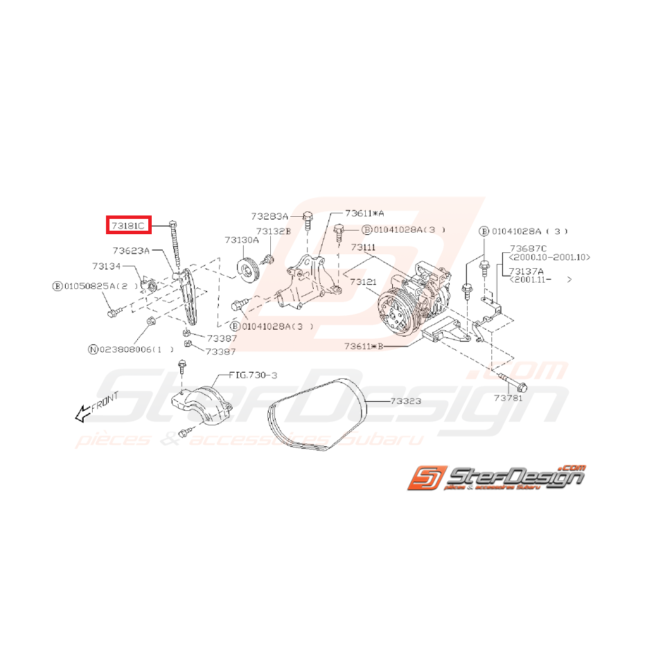 Vis à collerette fixation galet climatisation GT 99-00 Vis à collerette fixation galet climatisation GT 99-00