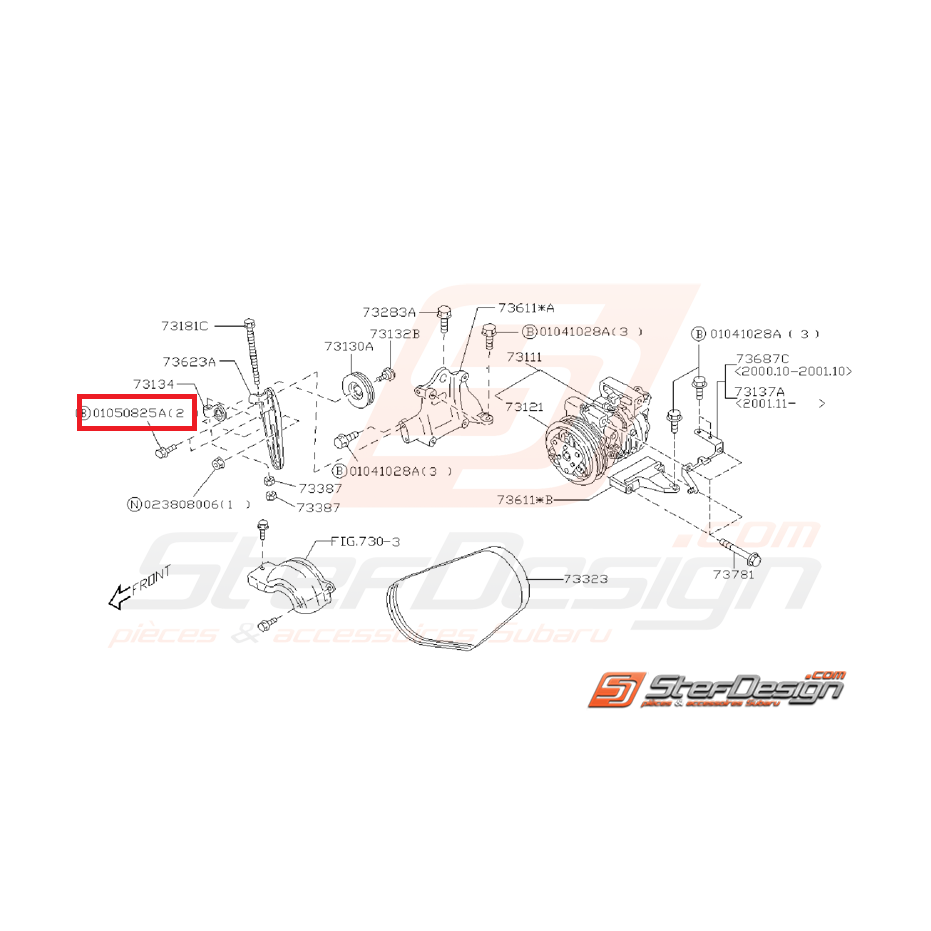 Vis a collerette support galet climatisation GT 99-00 Vis a collerette support galet climatisation GT 99-00