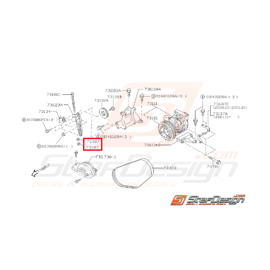 Boulon support galet de climatisation GT 99-00