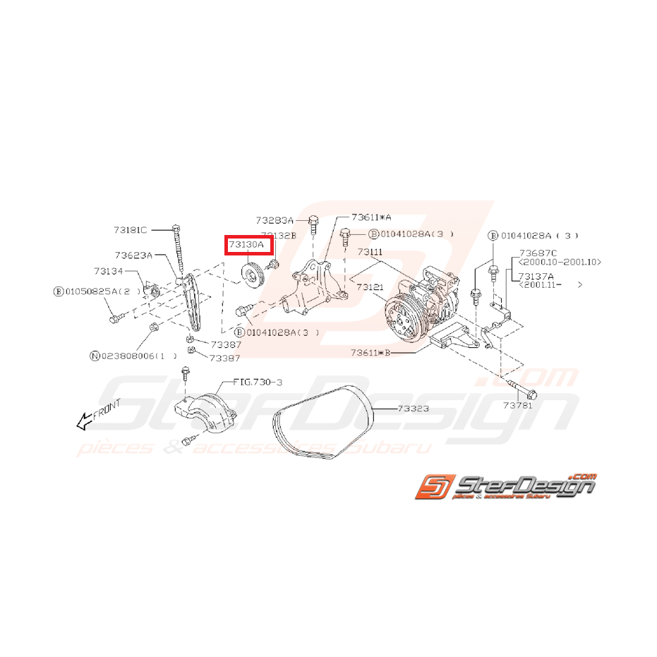 Galet pour courroie de climatisation subaru