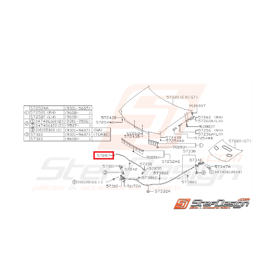 Silent bloc de barre de capot subaru impreza GT 93-00 WRX/STI 01-07 Silent bloc de barre de capot subaru impreza GT 93-00 WRX/STI 01-07