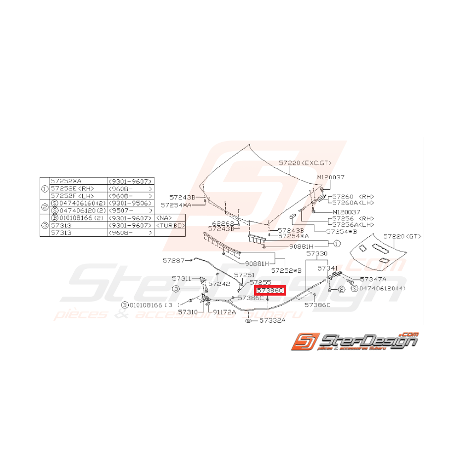 Agrafe câble ouverture capot SUBARU WRX/STI 01-07 Agrafe câble ouverture capot SUBARU WRX/STI 01-07