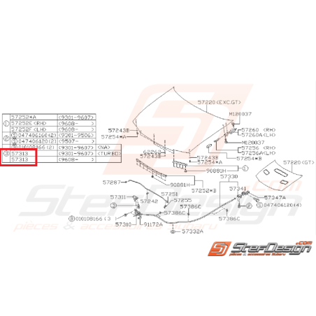 Boulon blocage capot avant SUBARU WRX/STI 01-07