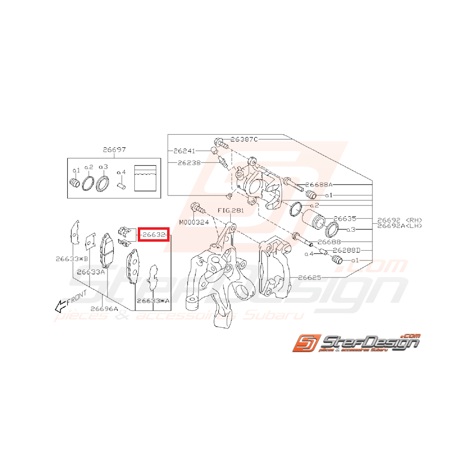 Attache plaquette frein arrière WRX 08-11