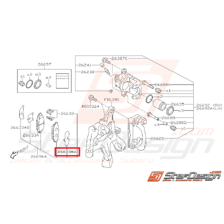 Entretoise frein arrière intérieur (bis) WRX 08-11