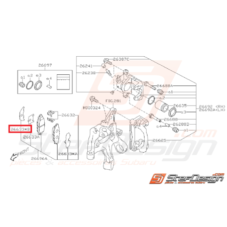 Entretoise frein arrière extérieur WRX 08-11