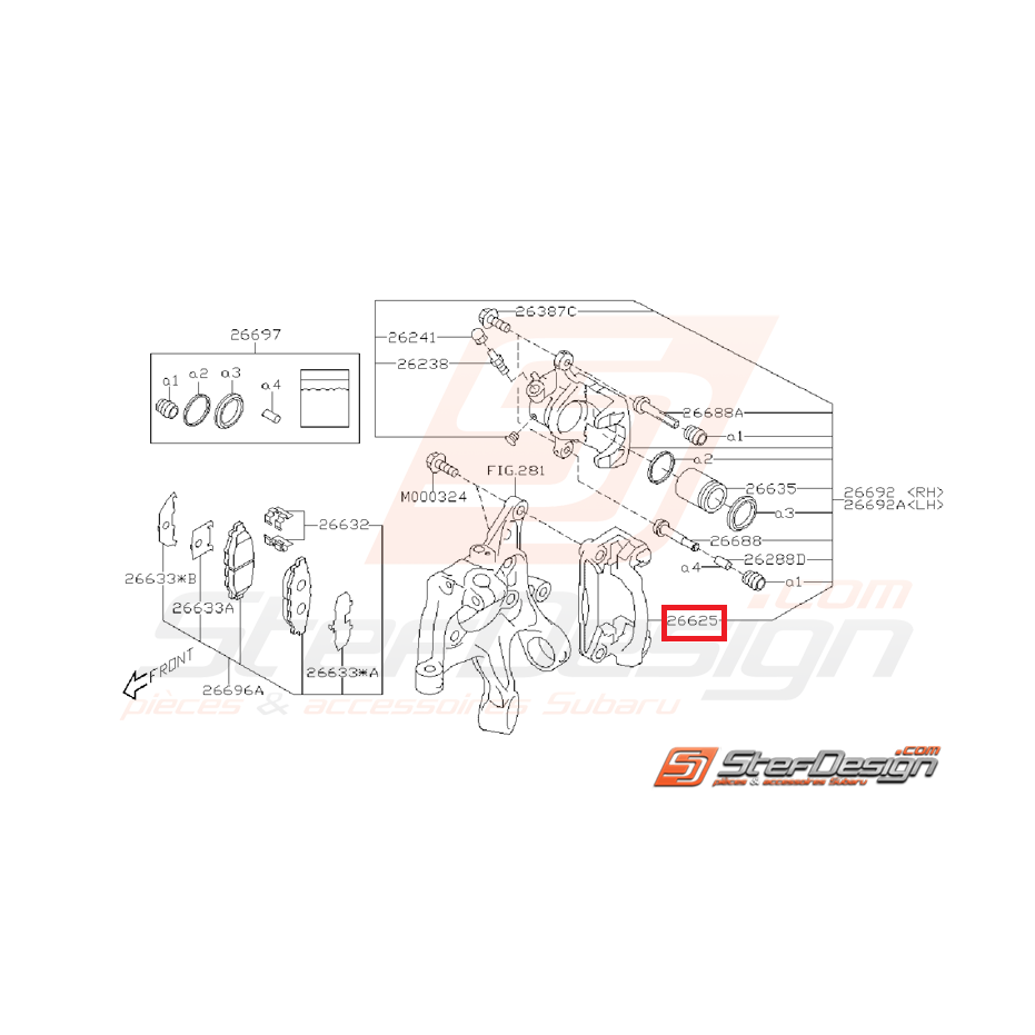 Support frein arrière WRX 08-11