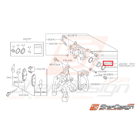 Piston étrier frein arrière WRX 08-11