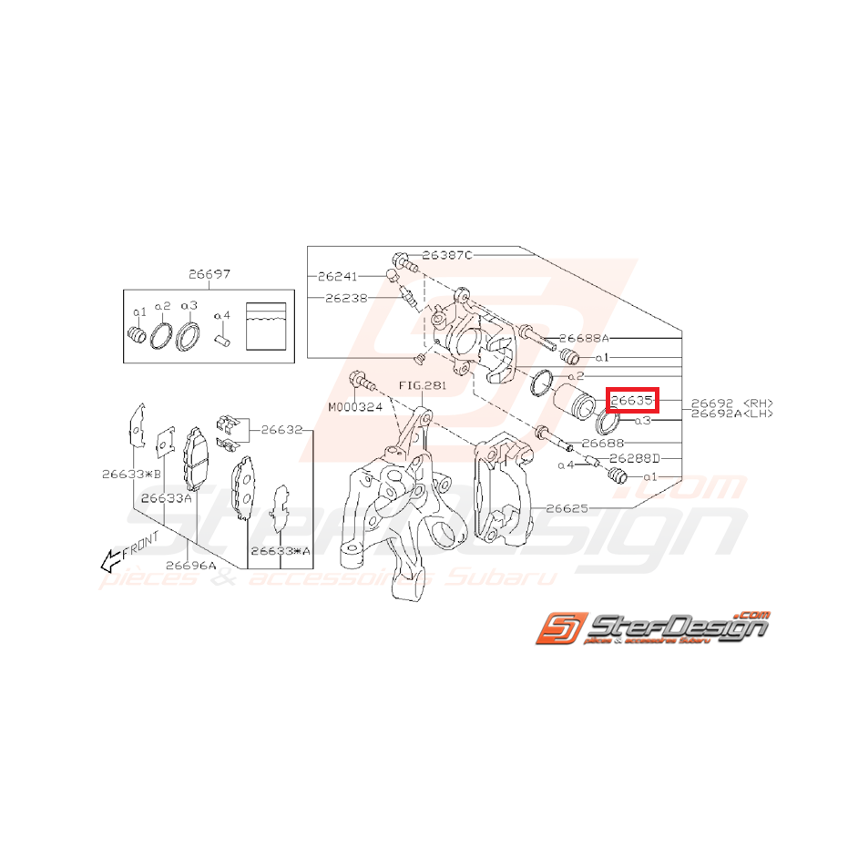 Piston étrier frein arrière WRX 08-11