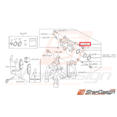 Goupille guide frein arrière WRX 08-11