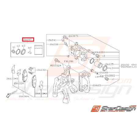 Kit réparation étrier arrière 1 piston WRX 08-11 