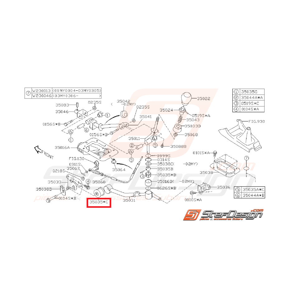 Silent bloc support de levier de vitesse STI 01-14 Silent bloc support de levier de vitesse STI 01-14