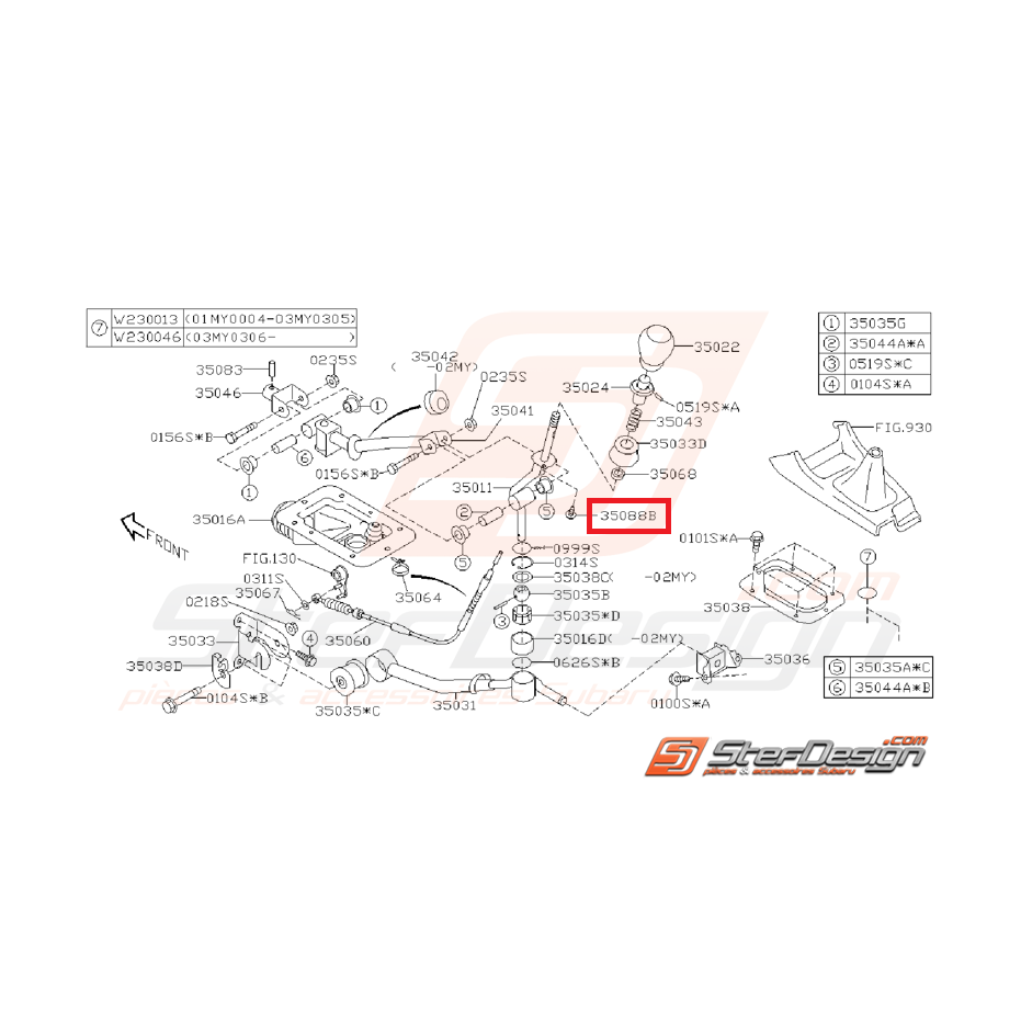 Vis de fixation de support de changement d'engrenage STI 01-05 Vis de fixation de support de changement d'engrenage STI 01-05