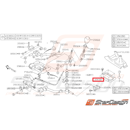 Plaque soufflet de levier de vitesse WRX/STI 01-07