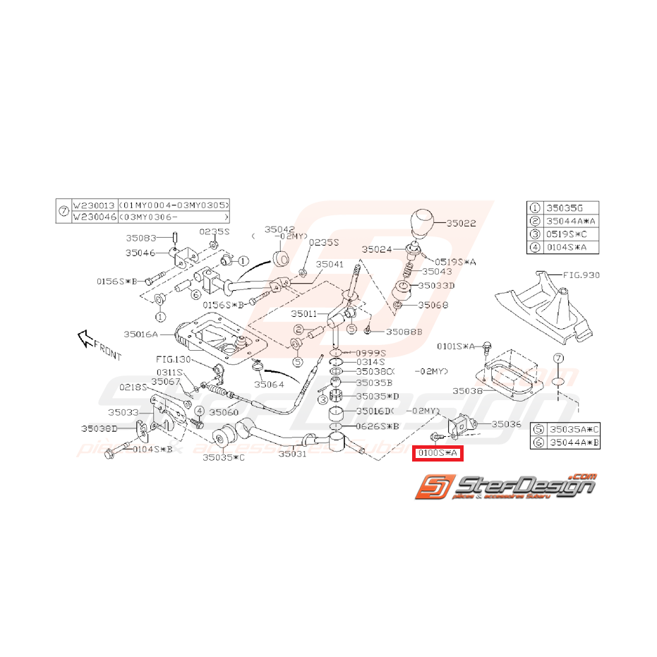 Vis de levier de vitesse WRX/STI 01-07