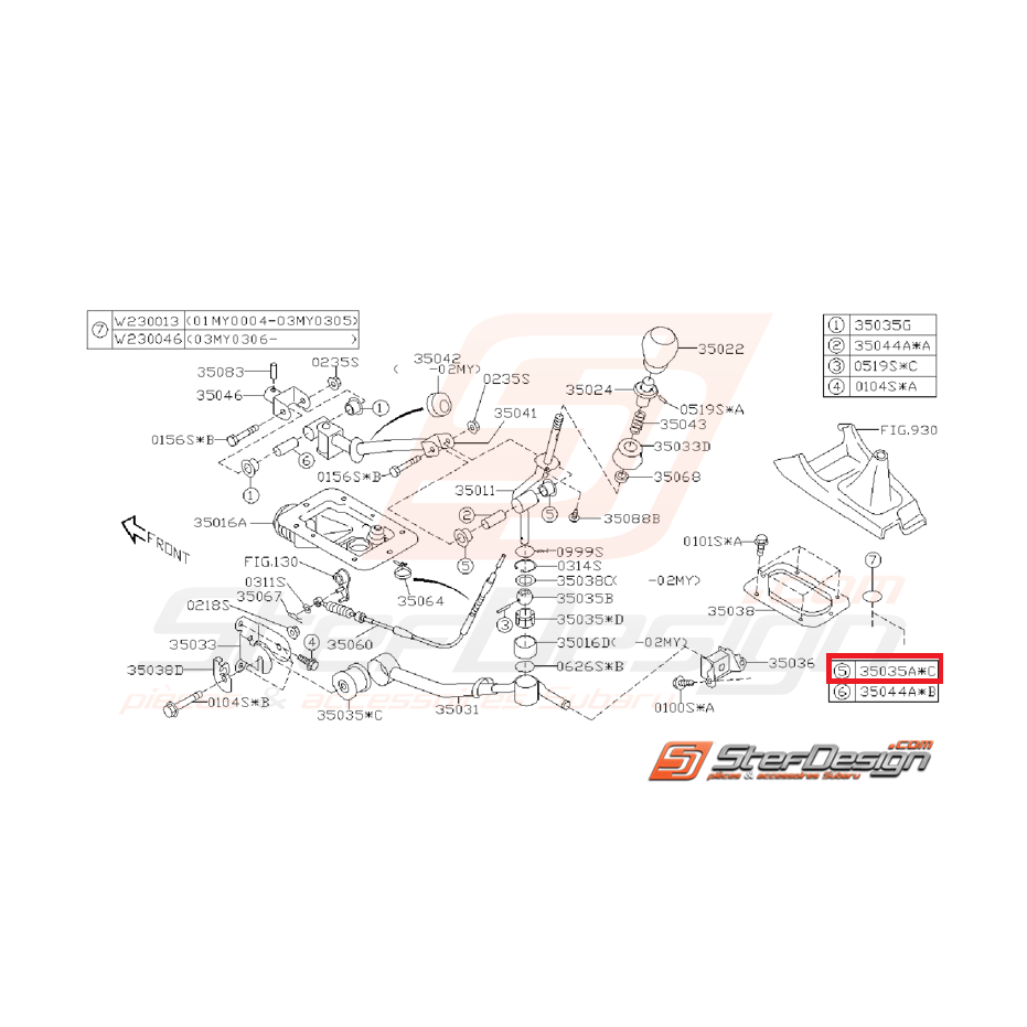 Bague levier de vitesse STI 03-05 Bague levier de vitesse STI 03-05