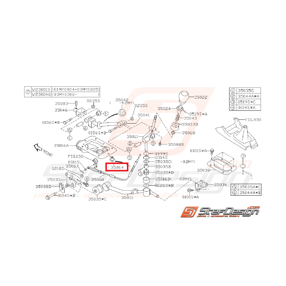 Circlips levier de vitesse STI 01-05 Circlips levier de vitesse STI 01-05