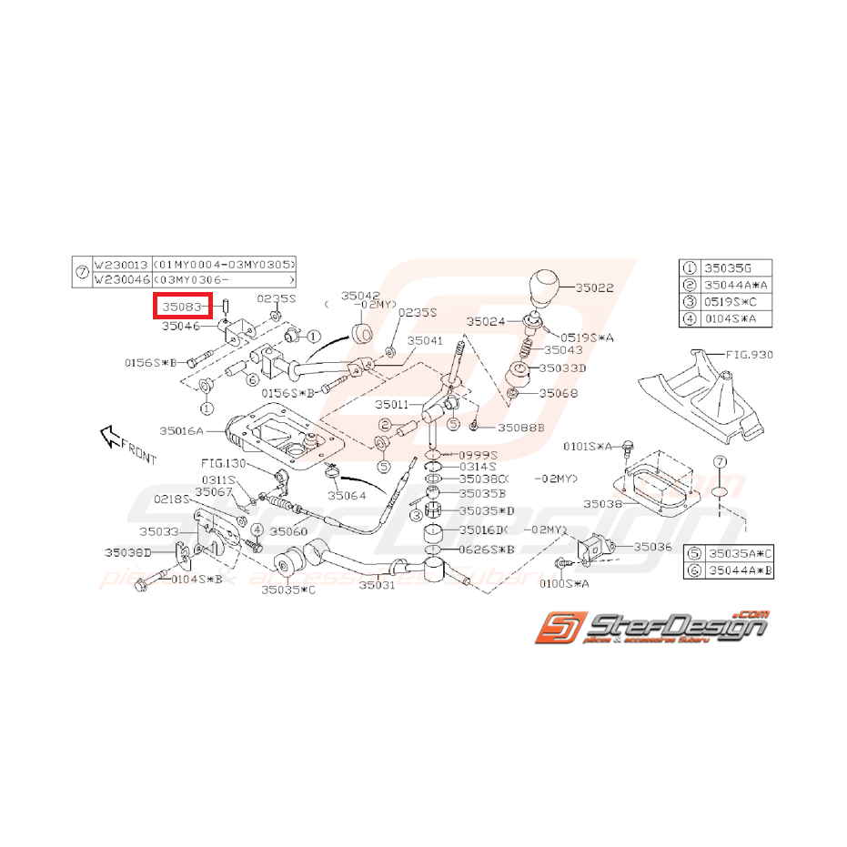 Goupille ressort levier de vitesse WRX/STI 01-07 Goupille ressort levier de vitesse WRX/STI 01-07