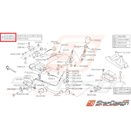 Passe fil boite levier de vitesse WRX 06-07