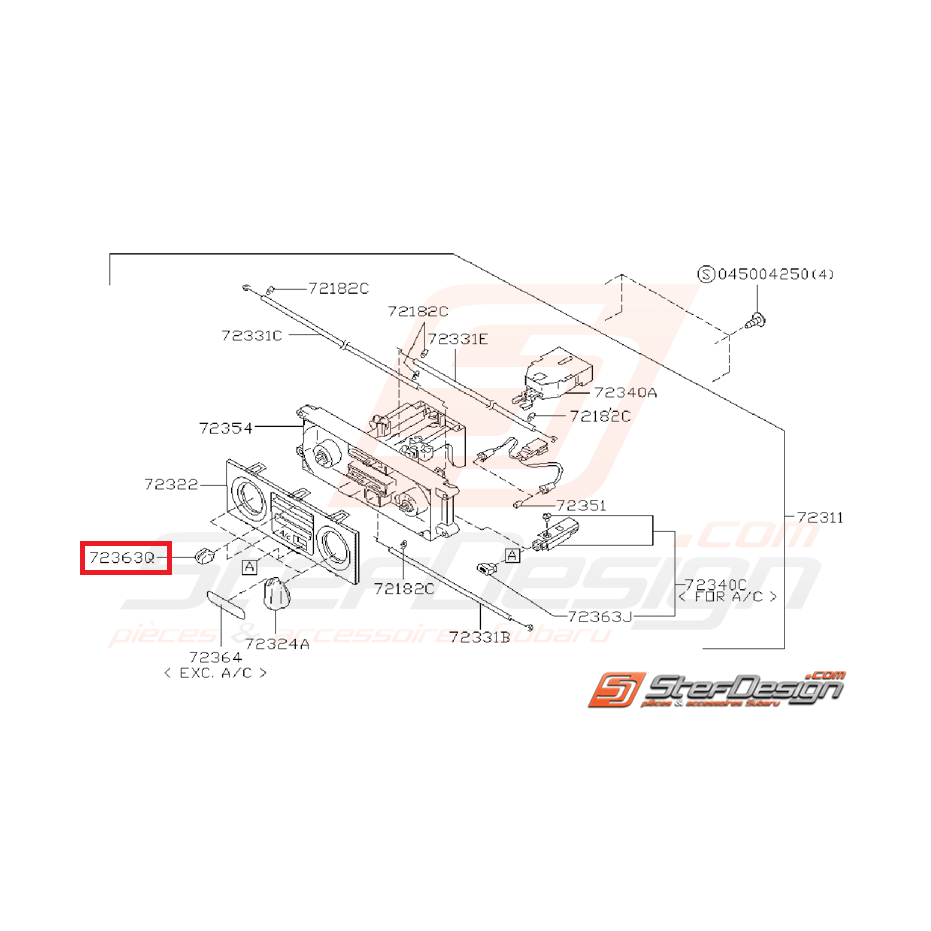 Bouton circulation d'air IMPREZA GT 97-00