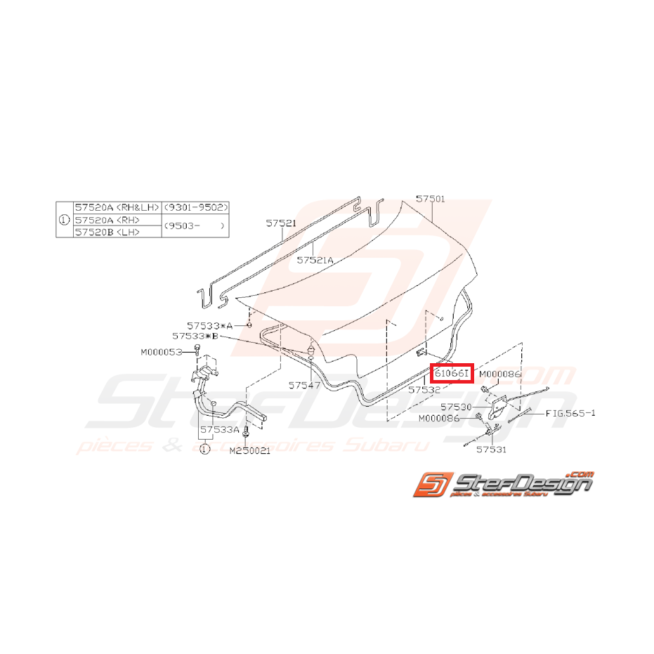 Agrafe coffre IMPREZA GT 99-00