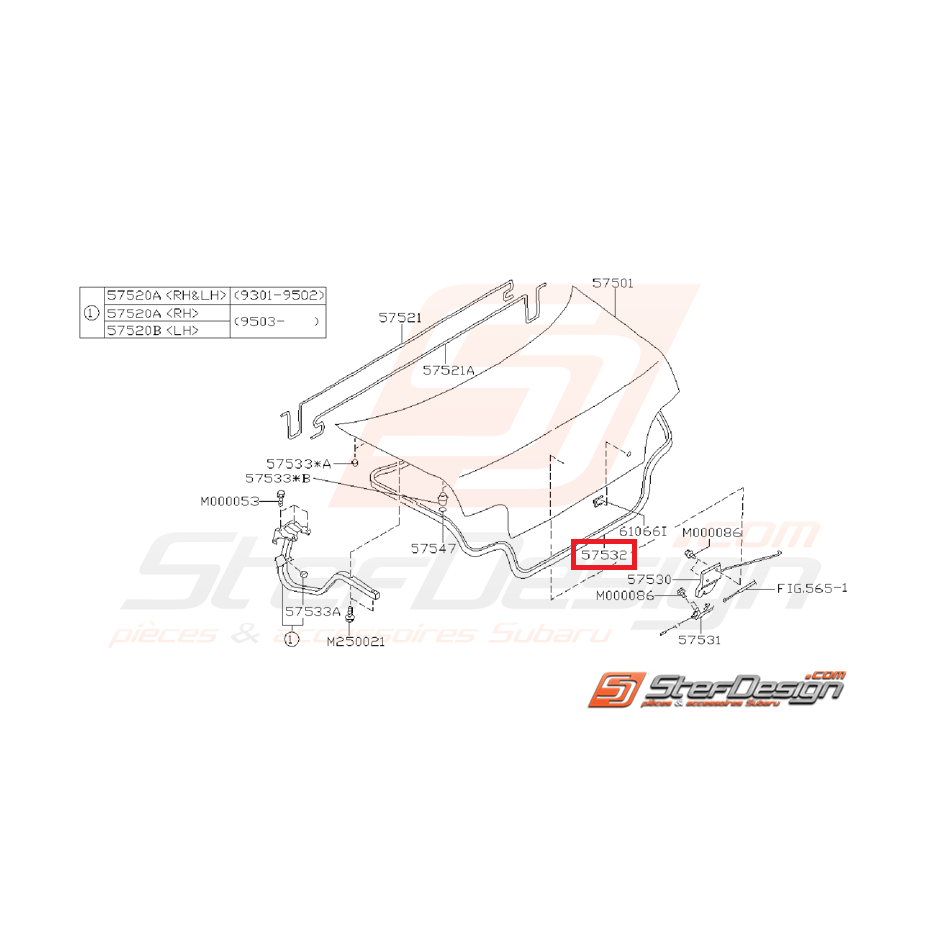 Joint malle de coffre IMPREZA GT 97-00