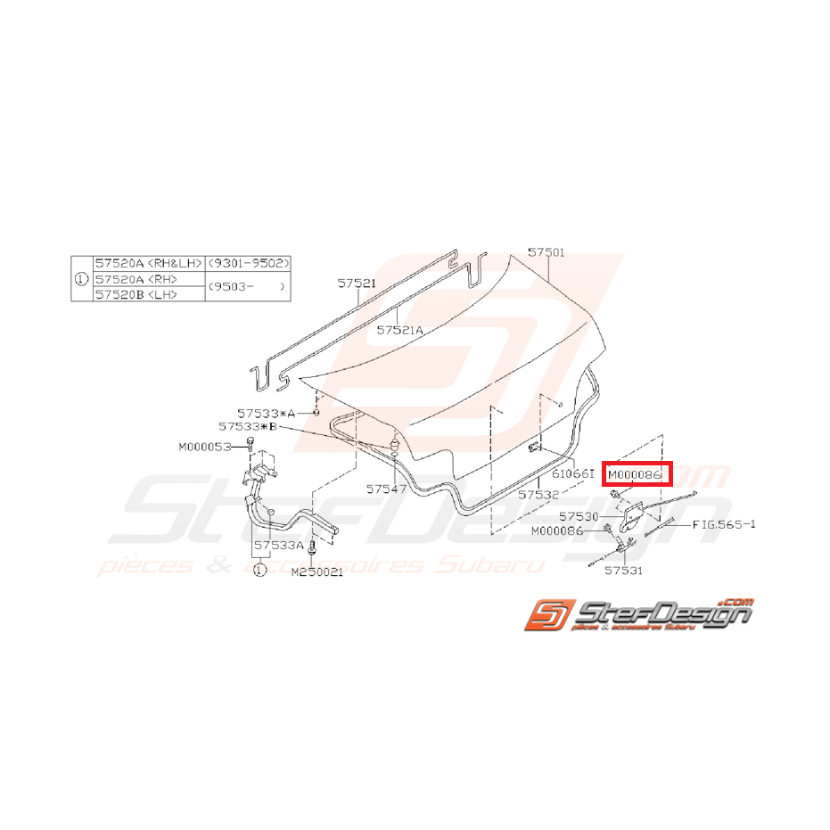 Vis coffre IMPREZA GT 93-00 Vis coffre IMPREZA GT 93-00
