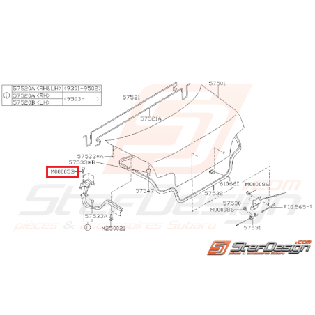 Vis fixation d' aile avant subaru GT 93-00