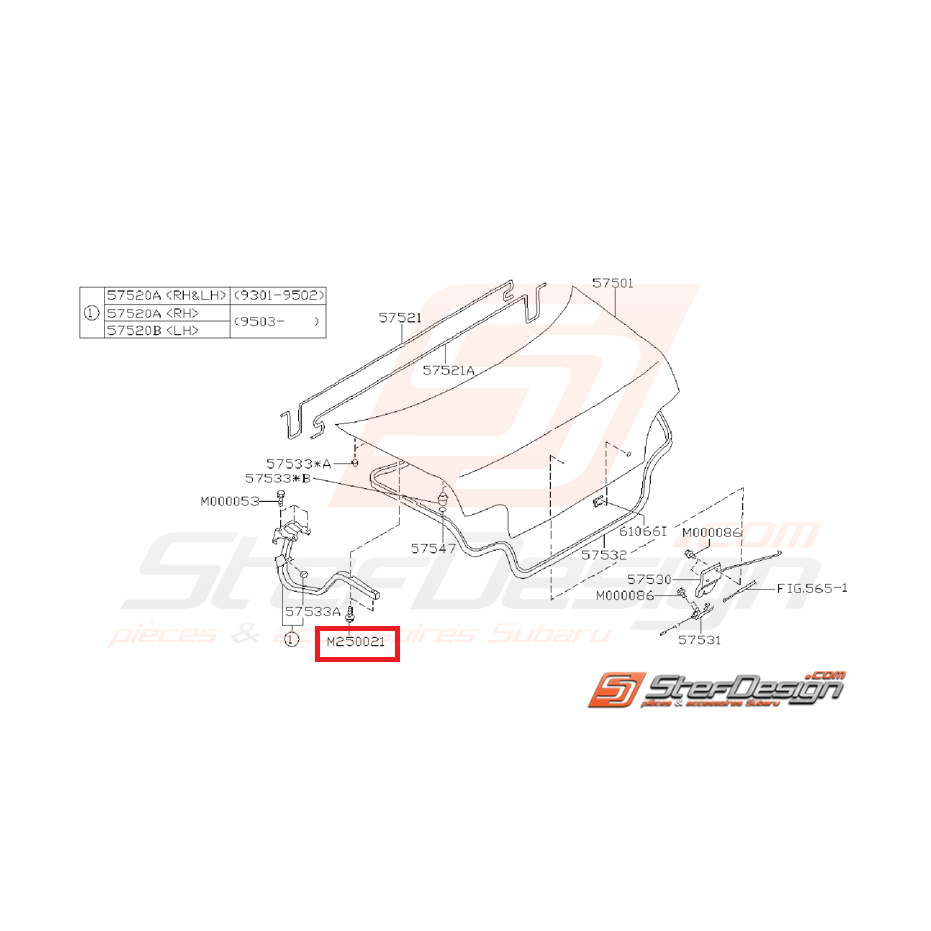 Vis coffre origine  GT 97-98 WRX/STI 01-14 Vis coffre origine  GT 97-98 WRX/STI 01-14