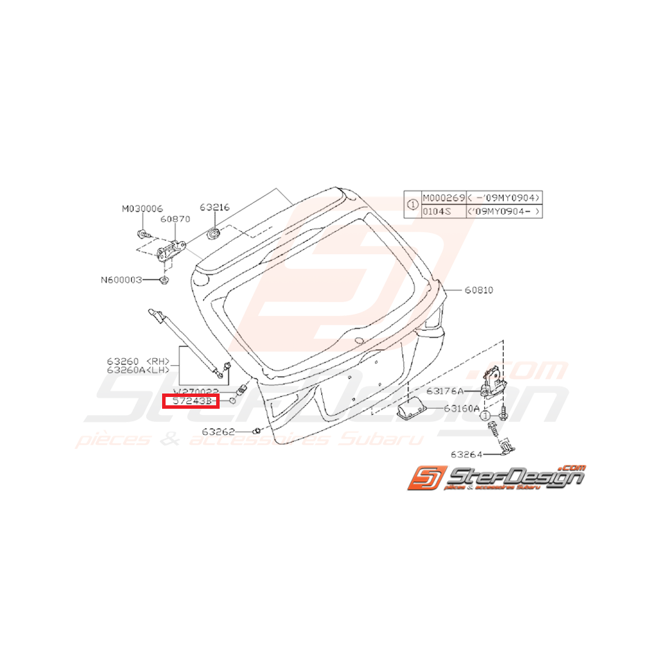 Protection butée caoutchouc capot STI de 2003 à 2005