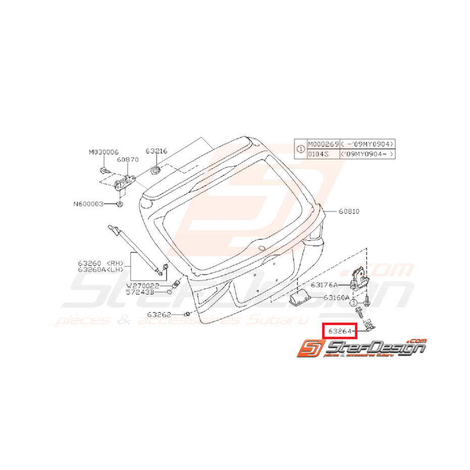Gâche de hayon SUBARU WRX/STI 08-10 Gâche de hayon SUBARU WRX/STI 08-10