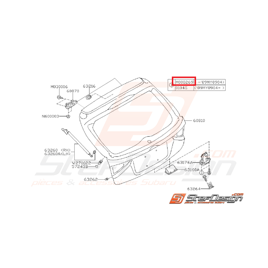 Vis hayon SUBARU WRX/STI 08-10