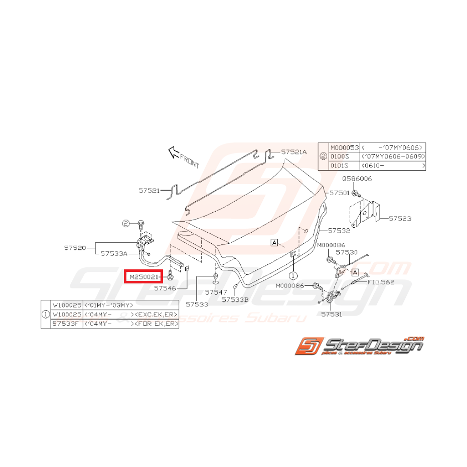 Vis coffre origine  GT 97-98 WRX/STI 01-14 Vis coffre origine  GT 97-98 WRX/STI 01-14