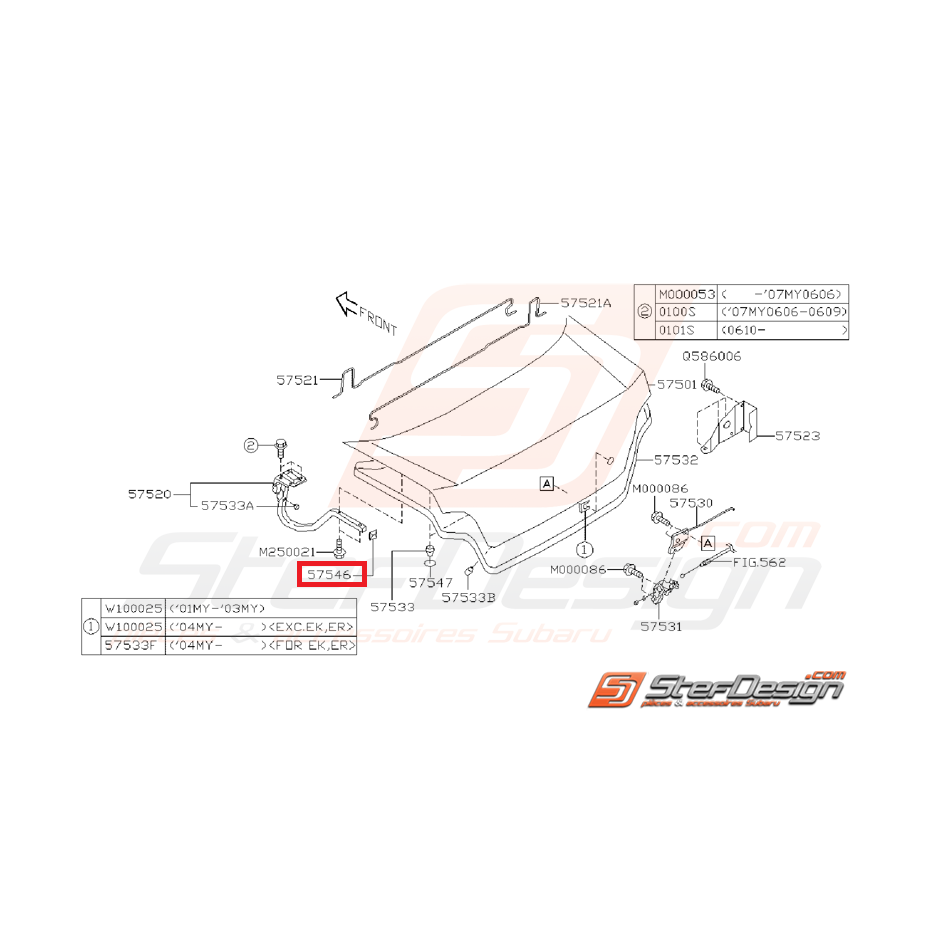 Couvercle charnière trappe a essence WRX/STI 01-07 Couvercle charnière trappe a essence WRX/STI 01-07