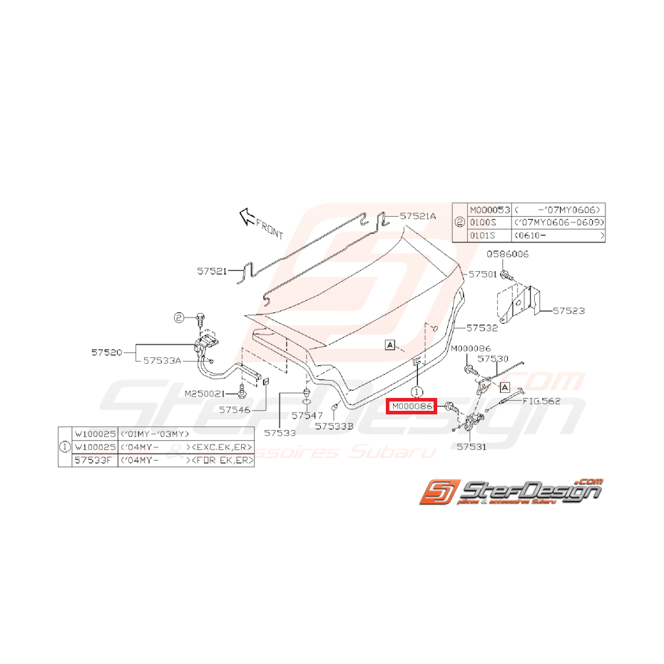 Vis coffre IMPREZA GT 93-00 Vis coffre IMPREZA GT 93-00