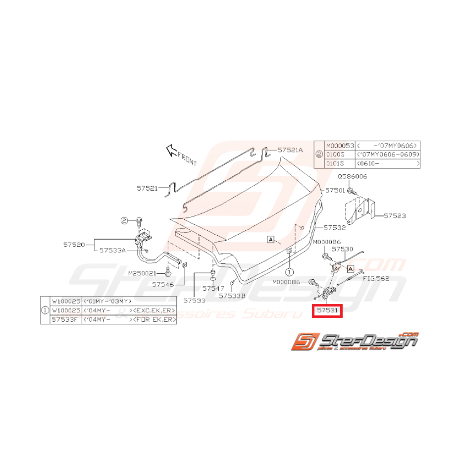 Gâche coffre WRX/STI 03-05 Gâche coffre WRX/STI 03-05