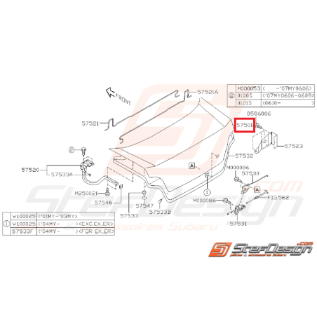 Malle de coffre avec perçage SUBARU STI/WRX 01-02