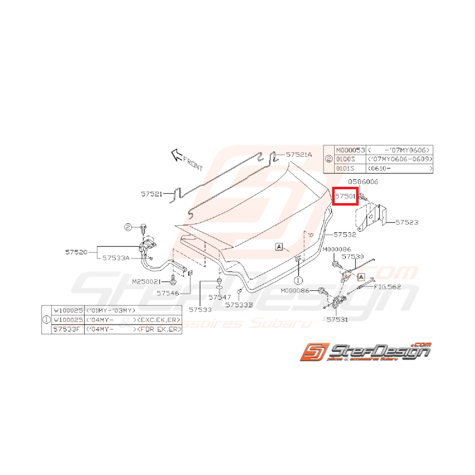 Malle de coffre avec perçage SUBARU STI/WRX 01-02 Malle de coffre avec perçage SUBARU STI/WRX 01-02