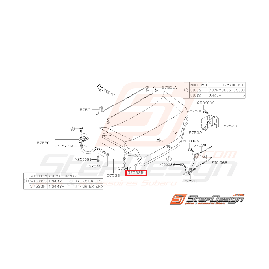 Butée caoutchouc coffre WRX/STI 01-07 Butée caoutchouc coffre WRX/STI 01-07
